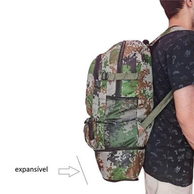 Mochila Resistente Impermeavel Camuflada Grande 5 Bolsos Camping Trilha Aventura Viagem