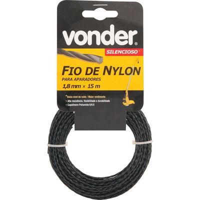 Fio Nylon 1,8mmx15m Silencioso Roçadeiras E Aparador Vonder