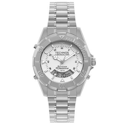 Relógio Technos Masculino Ref: Wt2050aen/1b Skydiver Anadigi Prateado