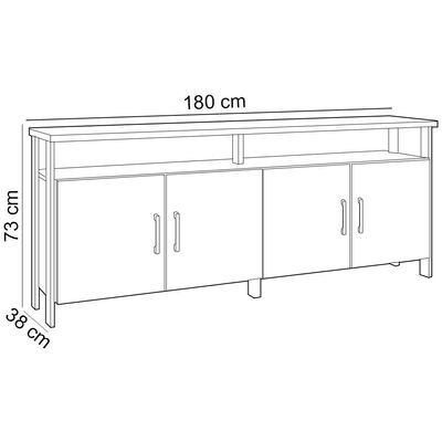 Aparador Buffet Para Sala de Jantar 4 Portas Industrial Suria D03 Freijó Preto Fosco - Lyam Decor