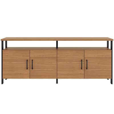 Aparador Buffet Para Sala de Jantar 4 Portas Industrial Suria D03 Freijó Preto Fosco - Lyam Decor