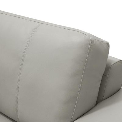 Sofá 3 Lugares Para Sala de Estar Living 205cm Aurora L06 Couro Cinza Claro - Lyam Decor