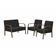 Conjunto Poltronas Jade Braço Madeira Suede Preto.
