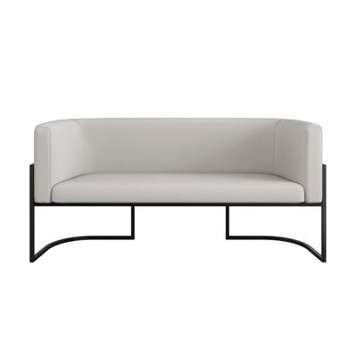 Sofá 2 Lugares Base Metal Preta Reforçada Recepção Corino Cor:bege Bege