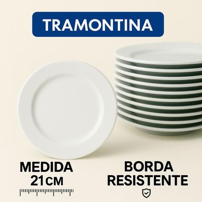 Conjunto 4 Pratos Sobremesa Tramontina Paola Porcelana 21 cm