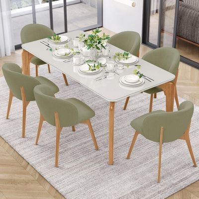 Kit 02 Cadeiras De Jantar E Estar Living Estofada Mia L02 Bouclê Oliva - Lyam Decor