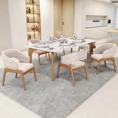 Kit 02 Cadeiras De Jantar E Estar Living Estofada Lince L02 Suede Bege - Lyam Decor
