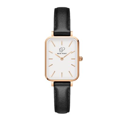 Relógio Feminino Quadrado De Pulso Analógico New Port Rosé