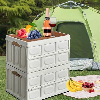 Caixa Dobrável Vira Mesa Armazenamento Cesta Empalhável Multiuso Banqueta Viagem Praia Acampamento