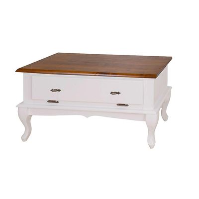Mesa De Centro Antique Com 02 Gavetas Basculantes Branca