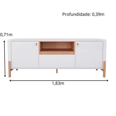 Rack Para Até 70 Polegadas 1 Gaveta E 2 Portas Gliss 1,83m Lukaliam Móveis Off White Perolizado-jequitiba Off White Perolizado-jequitiba