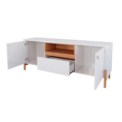 Rack Para Até 70 Polegadas 1 Gaveta E 2 Portas Gliss 1,83m Lukaliam Móveis Off White Perolizado-jequitiba Off White Perolizado-jequitiba