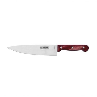 Faca Chef Tramontina Polywood 8 Aço Inox Vermelho