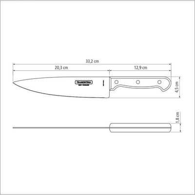 Faca Chef Tramontina Polywood 8 Aço Inox Vermelho