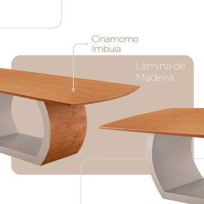 Mesa Zeus 180cm Tampo Laminado Canto Barril Com 6 Cadeiras Jade Imbuia Natural