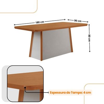 Mesa Jantar Diane 180cm Ta Mdf Lam 6 Ca Copper Prem Moderna Veludo Capuccino/naturale/off White
