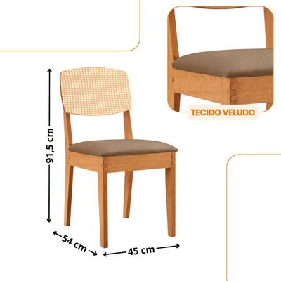 Mesa Jantar Diane 180cm Ta Mdf Lam 6 Ca Copper Prem Moderna Veludo Capuccino/naturale/off White