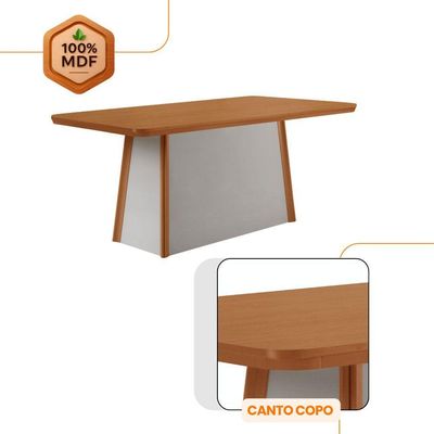 Mesa Jantar Diane 180cm Ta Mdf Lam 6 Ca Copper Prem Moderna Veludo Capuccino/naturale/off White