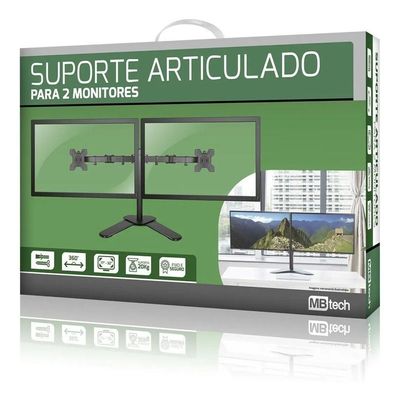 Suporte Duplo Monitor E Tv Mesa Articulado 2 Monitores Completo Luxo