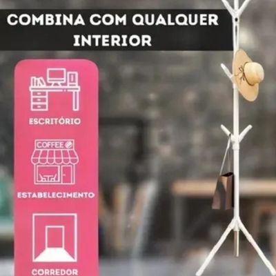 Cabideiro Mancebo Com 9 Ganchos Em Plástico Resistente – Organizador De Roupas, Bolsas E Chapéus Para Quarto E Hall
