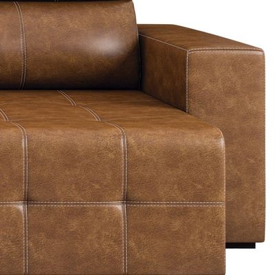 Sofá Retrátil Reclinável 5 Lugares Sala de Estar 344cm Russo Couro Caramelo - Gran Belo