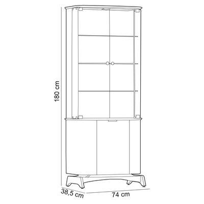 Cristaleira Para Sala de Jantar Bar 3 Portas Verbena N01 Off White Ypê - Lyam Decor