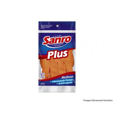 Luva Latex Sanro Forr Plus Laranja B M Blister c/10pcs