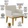 Kit 3 Poltronas Decorativas Sala De Estar Recepção Base Mel Beatriz W01 Bouclê Creme - Lyam Decor
