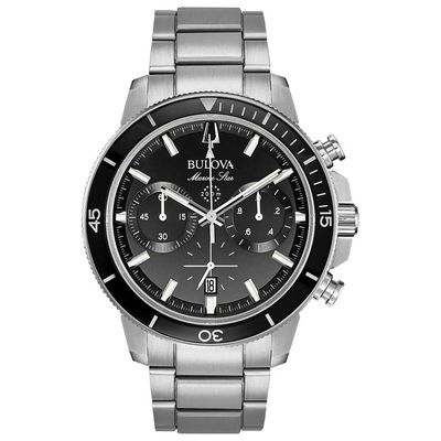 Relógio Bulova Masculino Ref:96b272 Cronógrafo Prateado Marine Star