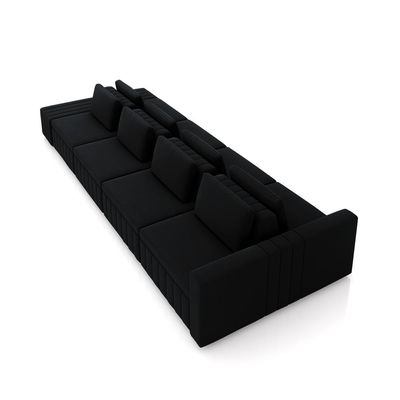Sofá Ilha com Encosto e Almofadas Móveis Olimpo 425cm Modulado Veludo Preto G45 - Gran Belo