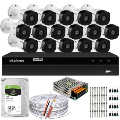Kit Cftv Monitoramento 16 Cameras Intelbras Mhdx 1216 1 Tera