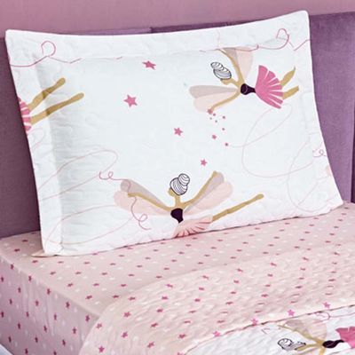 Kit Colcha Solteiro Infantil Fantasy Dupla Face Microfibra 2 Peças - Bailarina