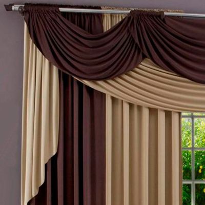 Cortina Imperiale Varão Tecido Malha Gel Sala Quarto 4,00 x 2,60 Metros - Tabaco e Avelã