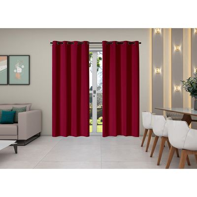 Cortina Isa Varão Tecido Oxford 2,80m x 2,30m p/ Porta Balcão - Vermelho