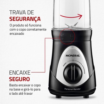 Personal Blender Mondial Preto e Prata 300W DG-01 110