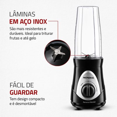 Personal Blender Mondial Preto e Prata 300W DG-01 110