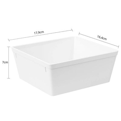 Jogo 12 Travessas Retangulares 1,4L Plástico Branco Saladeira Coza Uno Servir Buffet Restaurante