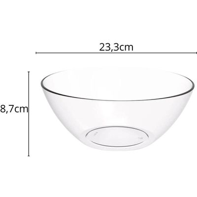 Conjunto 6 Potes de Sobremesa 265ml Tigela Redonda 2,3L Plástico Transparente Doces Saladas
