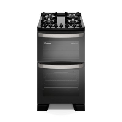Fogão 4 bocas Electrolux Preto Experience Mesa vidro, 2 Fornos e Tripla Chama (FE4DP) 127V