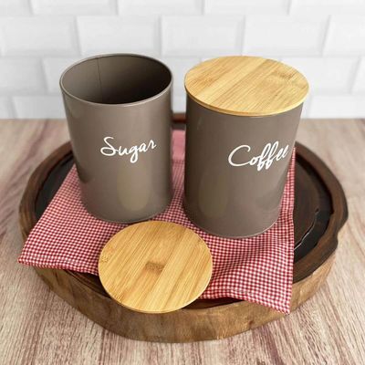 Kit 2 Latas Porta Mantimentos Pote Hermético para Açúcar com Tampa Bambu Haus Concept Sugar
