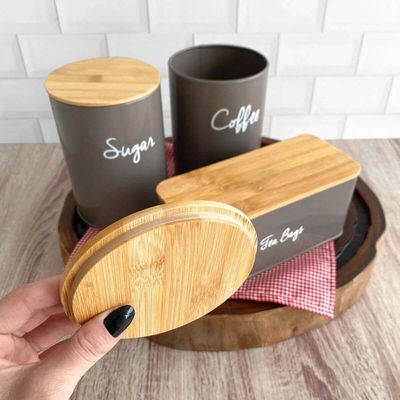 Kit 2 Latas Porta Mantimentos Pote Hermético para Açúcar com Tampa Bambu Haus Concept Sugar