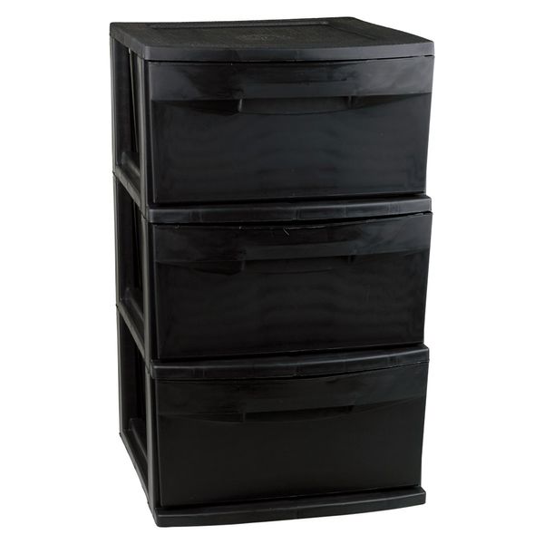 Gaveteiro de Chão Plástico São Bernardo Preto 3 Gavetas 37x32x54cm Gaveteiro de Chão Plástico São Bernardo Preto 3 Gavetas 37x32x54cm