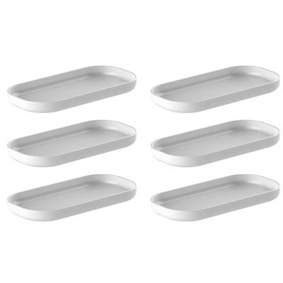 Kit 6 Bandejas Decorativas 16x8cm Dual Branca Oval Plástica Ou Buffet Eventos