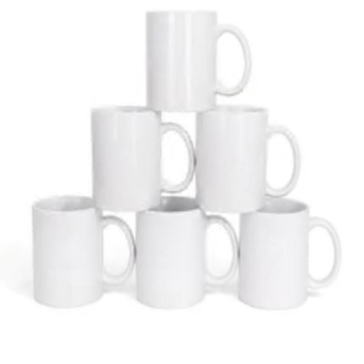Kit 6 Canecas Cerâmica Branca 325ml Conjunto Porcelana Classe Aaa Dtf Uso Diário Luxo Premium