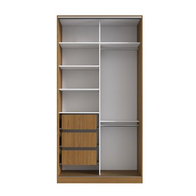 Guarda Roupa 2 Portas de Correr Freijó Natural Branco 120x59,8x235cm Emovell