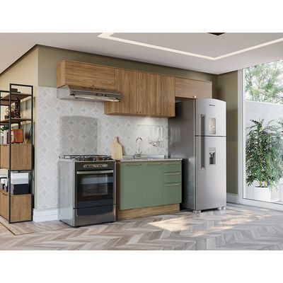 Armário Aéreo Kappesberg Botanic 120cm com LED 3 Portas MDP M634 Nogueira