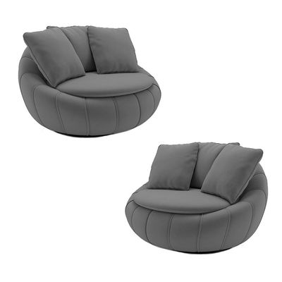 Kit 2 Poltronas Giratória Sala de Estar com Almofadas Afrodite Cinza Escuro Veludo G45 - Gran Belo