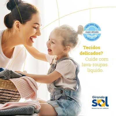 Kit com 1 Lava Roupas 5L + 2 Amaciante Líquido 1,5L  Roupas Delicadas Girando Sol Coco e Baunilha