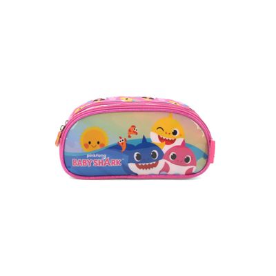 Estojo Escolar Infantil Duplo Baby Shark Luxcel EI39004BS Rosa