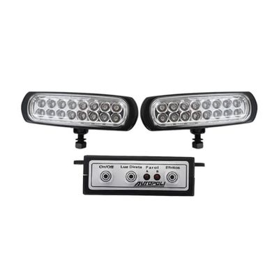 Farol Strobo Estrobo Safetycar Luz Milha Slim Led Vermelho Carcaça Preta Par